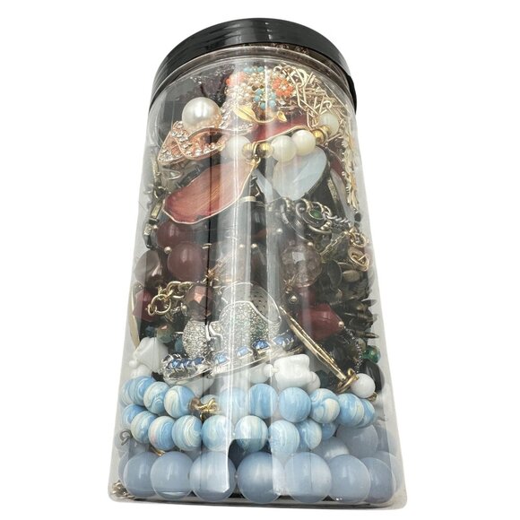 Mystery Jewelry Jar #1051 Wearable Quality Pieces 2lbs Necklace Bracelet Earring - Picture 1 of 4
